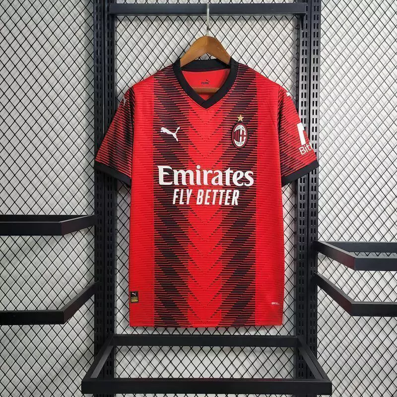 Camisa AC Milan Home 23/24 Masculina - Vermelho e Preto