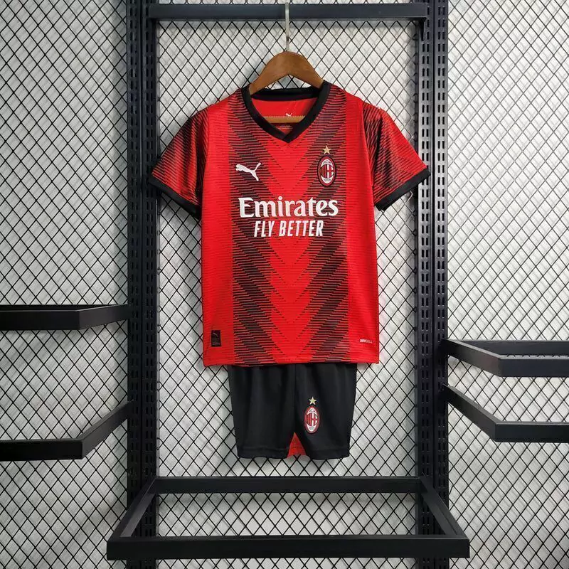Kit Infantil AC Milan Home 23/24 Vermelha e Preto