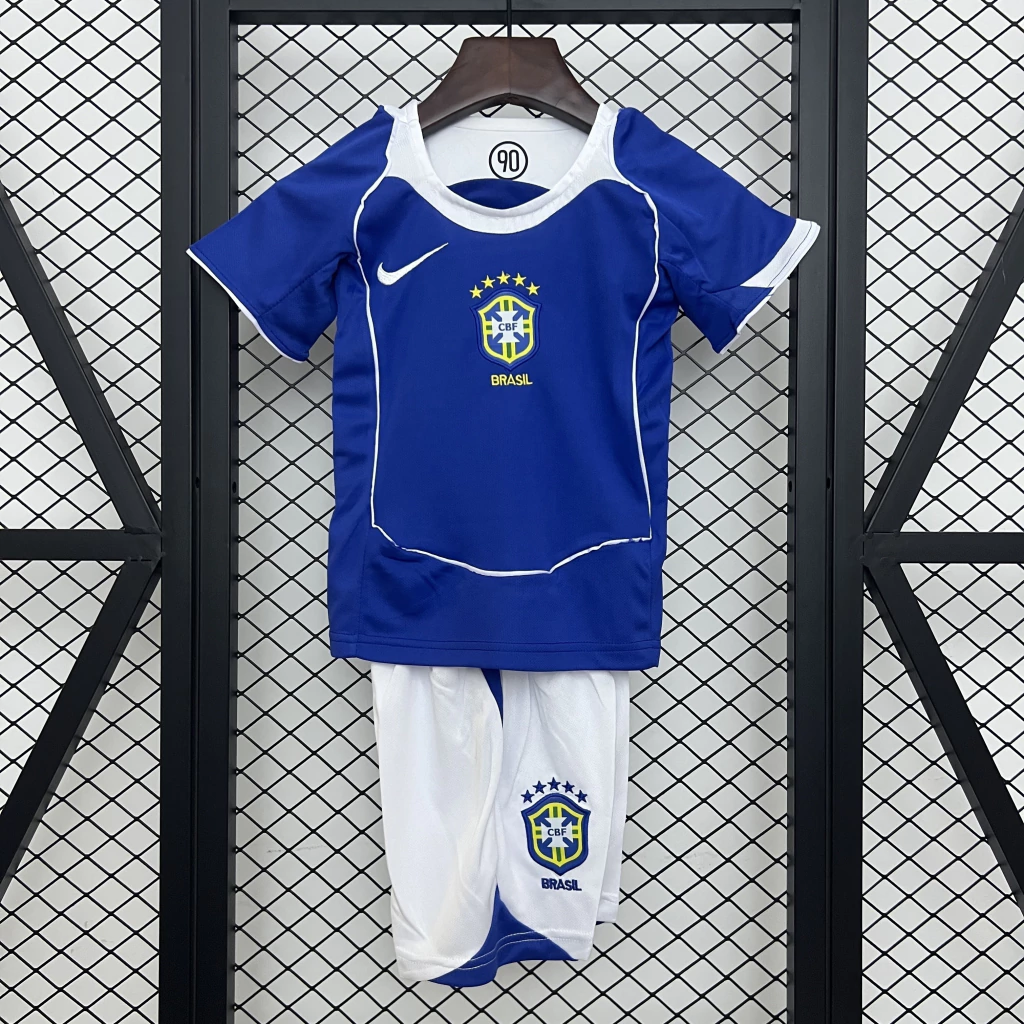 Kit Infantil Brasil Retrô 2002 Away Nike Masculina - Azul